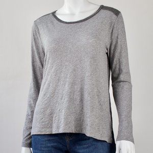 Whisper Cotton Long-Sleeve Crewneck Colorblock Tee